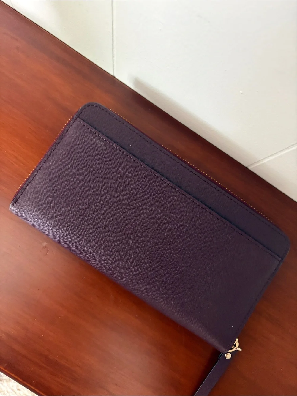 Kate Spade NY Laurel Way Neda Saffiano Burgundy Leather Zip Continental Wallet